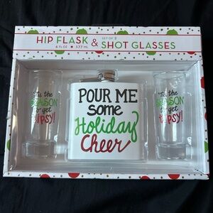 Holiday Cheer Hip Flask and Shot Glass Set
